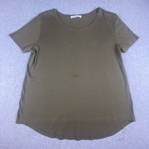 Zara W&B Shirt Womens Medium Army Green Organic Cotton Short Sleeve Essential‎